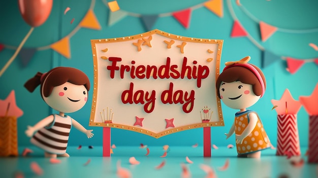 3D Blender Friendship Day Sign Design