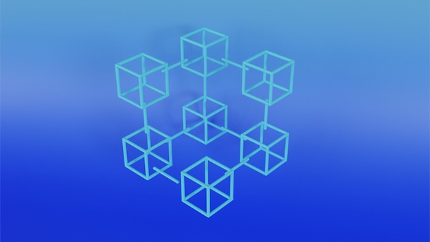 3d block chain crypto  sign. Cube blockchain symbol.