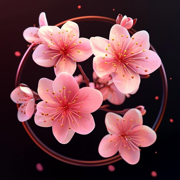 Photo 3d blossom icon spring and renewal illustration logo