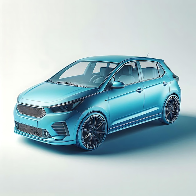 Photo 3d blue color micro car