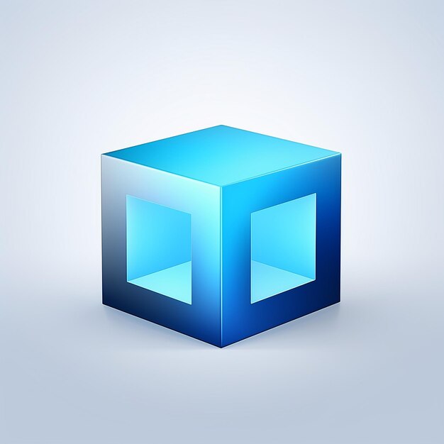 3D Blue Cube Company Logo Icon