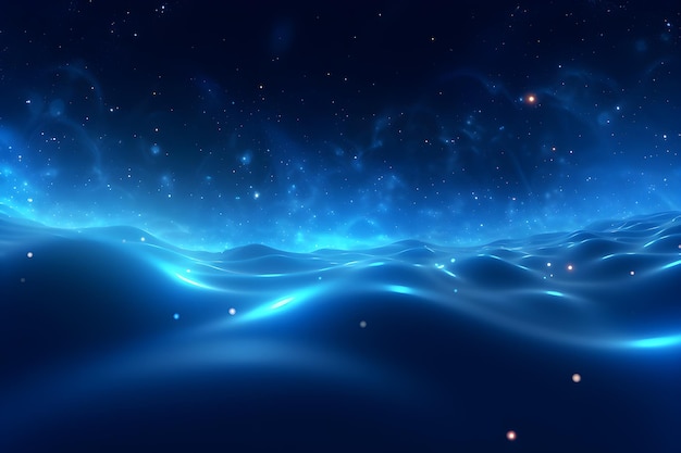 3d blue fractal background with stars and light swirl AI generate