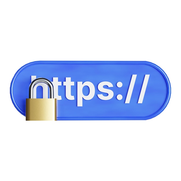 a 3d blue https internet protocol with padlock icon