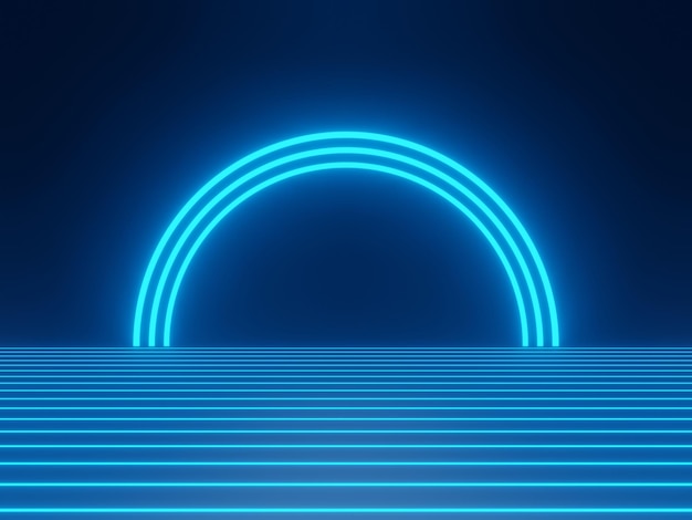 3D blue neon lights background