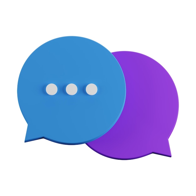 3d blue and purple bubble chat icon isolated on white background 3d render illustration