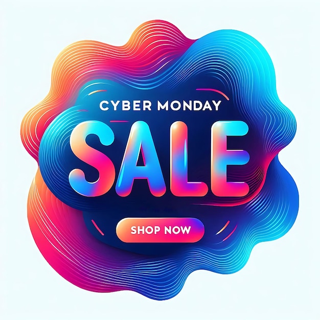 Photo 3d blue text cyber monday on white ray background