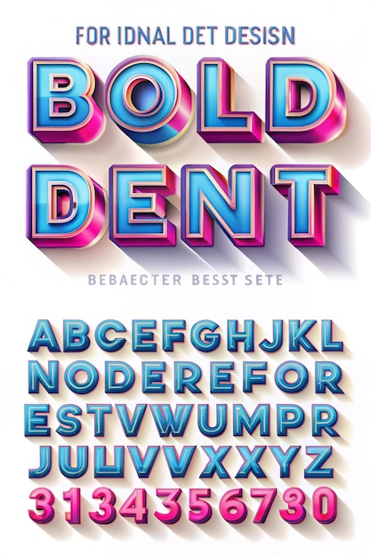 3D bold Abstract Designer font set