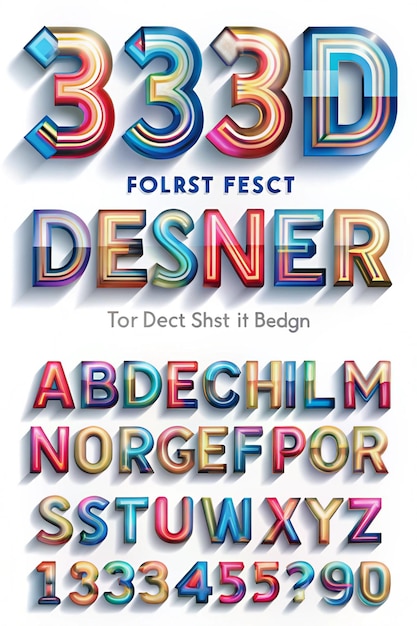 3D bold Abstract Designer font set