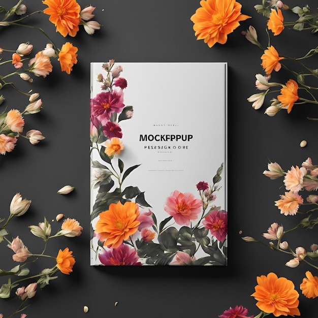 Photo 3d book cover mockup design realistic colorful image