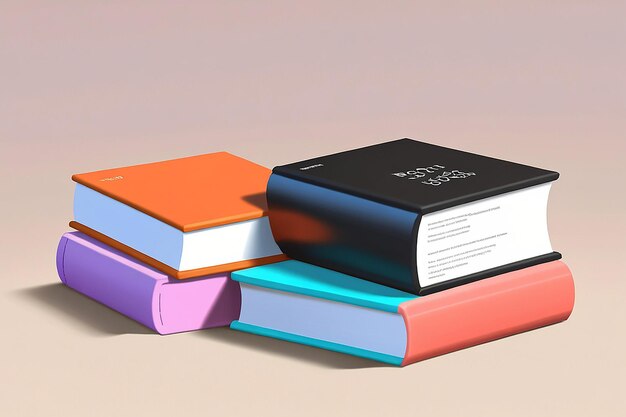 Photo 3d books mockup in realistic style