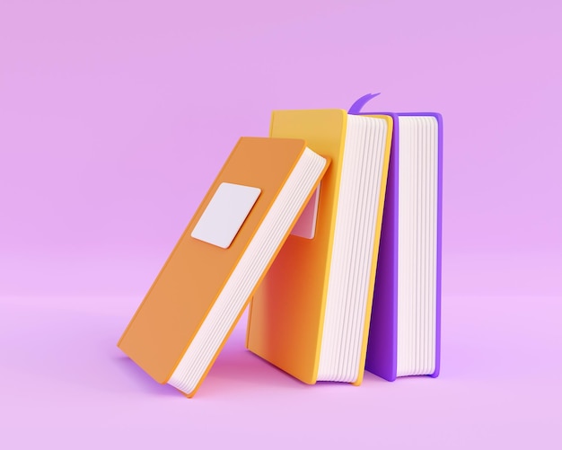 3d books stack