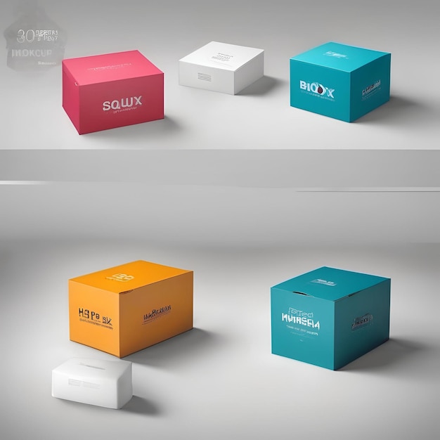 Photo 3d box mockup realistic colorful image