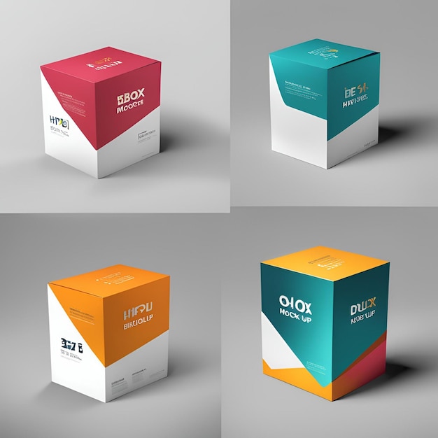 3D Box mockup realistic colorful image