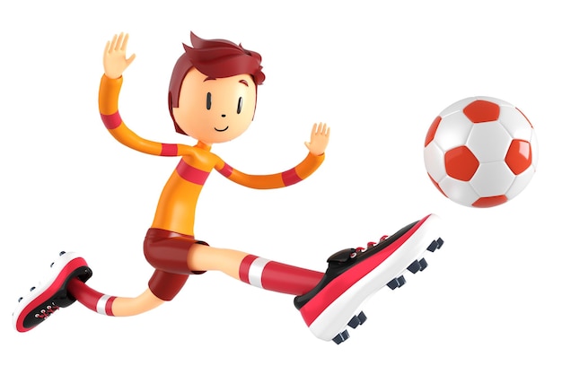 3d boy cartoon character in action with clipping path 3d illustrator sport activity exercise fitness workout training lifestyle man player technology VR gym outdoor cyberspace object concept