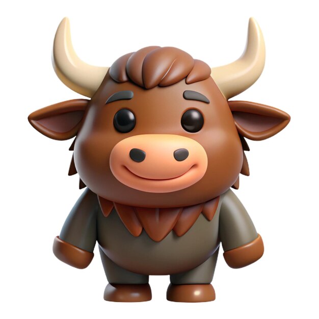 Photo 3d buffalo on a white background in a cartoon style