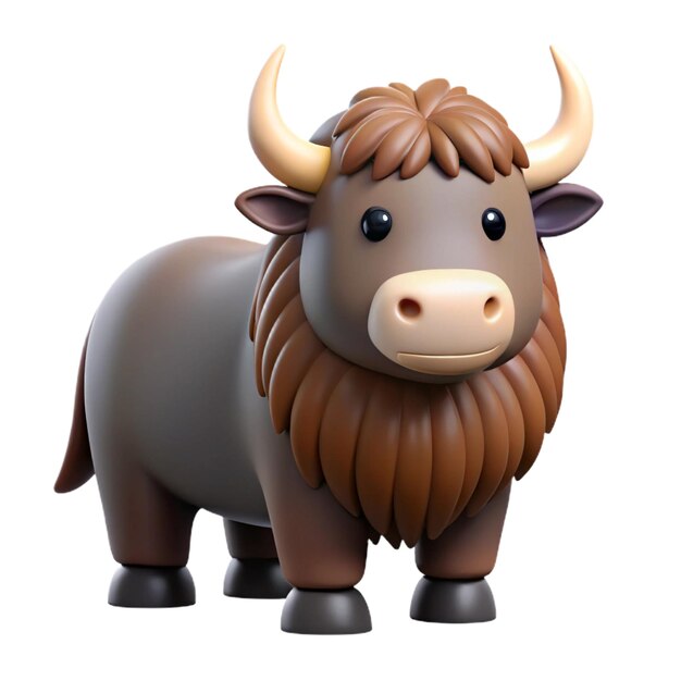 Photo 3d buffalo on a white background in a cartoon style