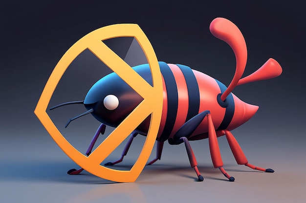 3D Bug Warning Icon