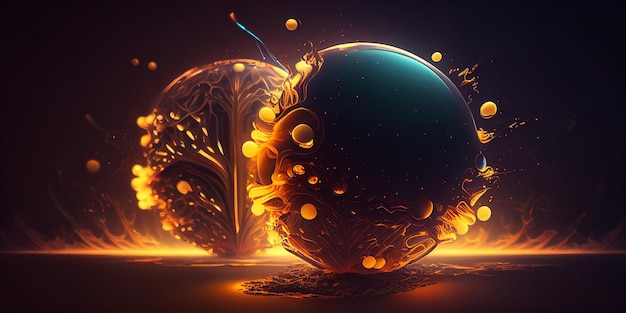 3d burning ball abstract background Generative AI