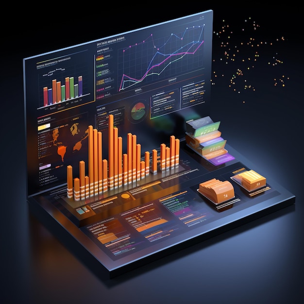 3d business data dashboard generated by Ai