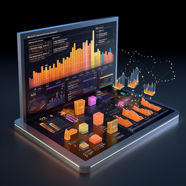 3d business data dashboard generated by Ai