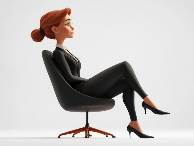 Photo 3d business woman leaning forward listening attentively