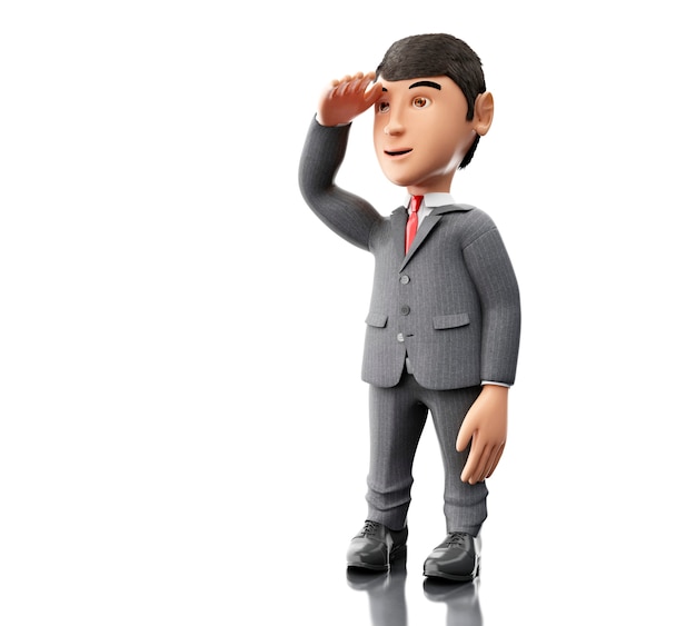 3d Businessman standing and looking forward.