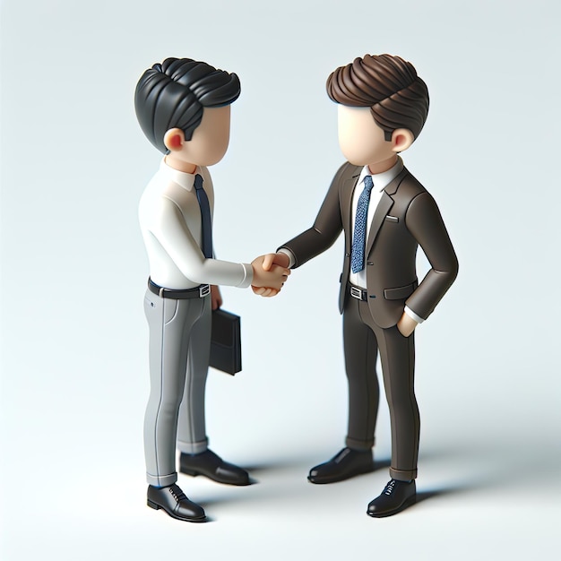 3D businessman in ties shake hands on a white background