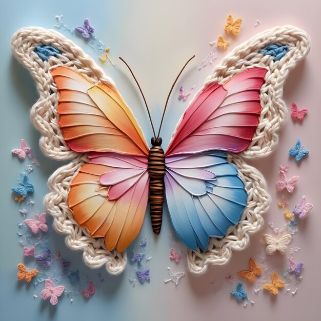 3d butterfly Crochet art