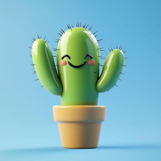 Photo 3d cactus icon desert plant illustration logo