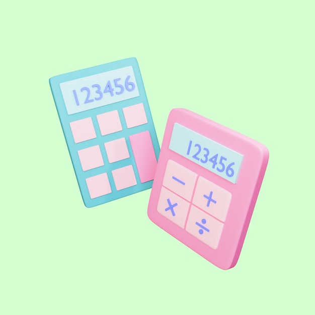 3d calculator object rendered illustration isolated