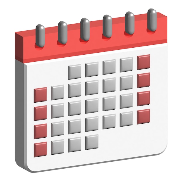 3d calendar icon on white background