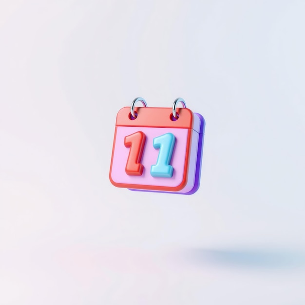 Photo 3d calendar icon with date 11