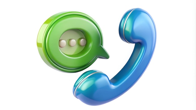 A 3D call center icon with a bubble talk on a white background