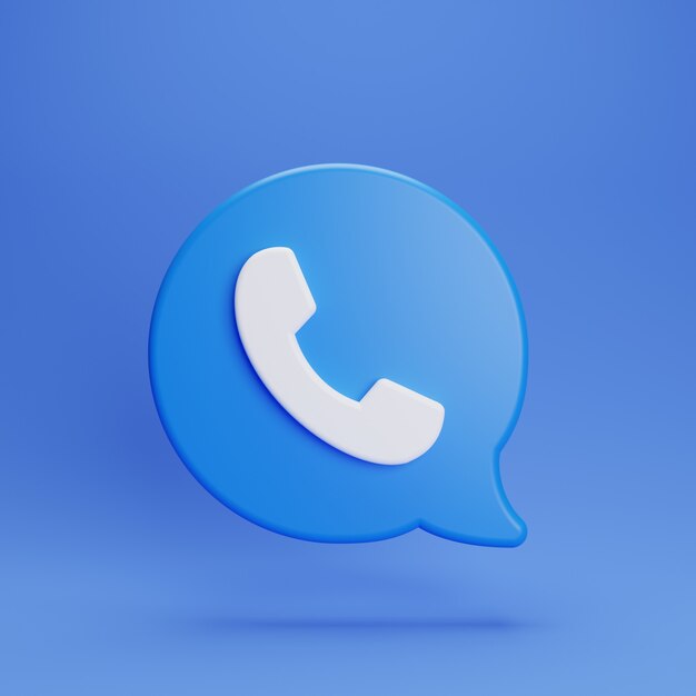 3d call us floating chat on blue background