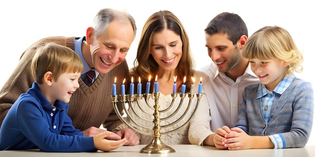 3D Candid Family Menorah Lighting at Home for Hanukkah Celebration Festive Warmth and Joy Captured