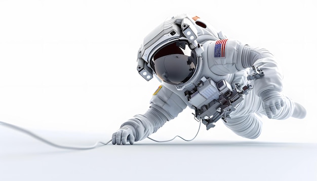 A 3D cartoon astronaut floating in the space with galaxy and star