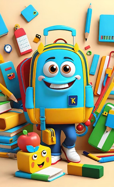 3d cartoon back to school 2024