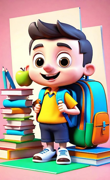 3d cartoon back to school 2024