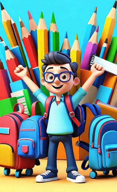 3d cartoon back to school 2024