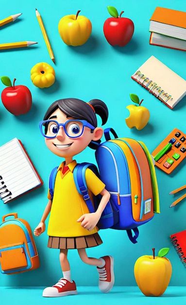 3d cartoon back to school 2024