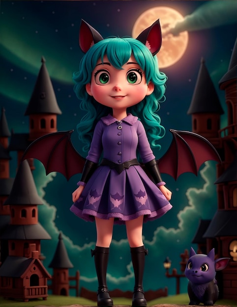 3D cartoon bat girl character