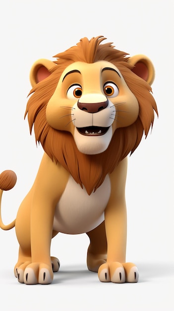 3D cartoon casual game art cartoon lion on isolated