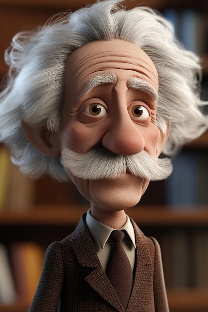 Photo 3d cartoon character of albert einstein