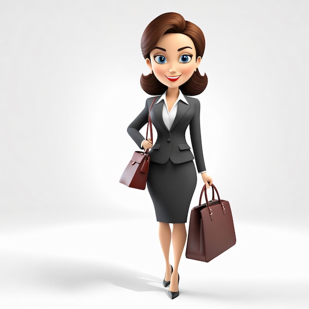 3d cartoon character business woman isolated on white background