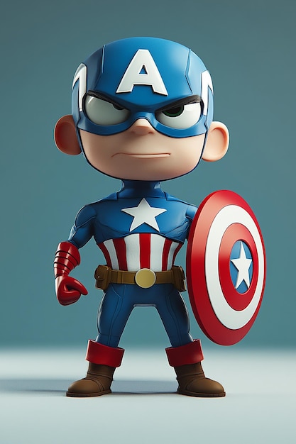 Photo 3d cartoon character captain america heroic