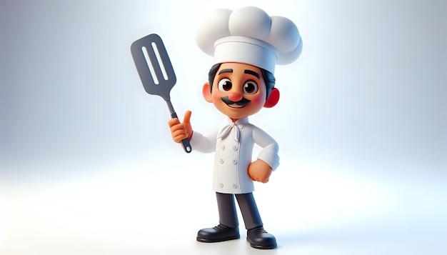 Photo 3d cartoon character of a chef white background