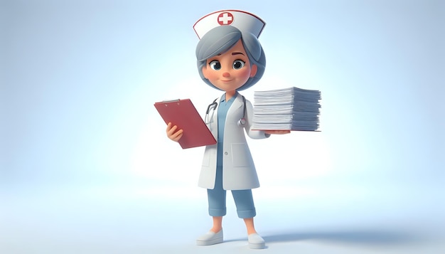 Photo 3d cartoon character of a doctor with a confident pose