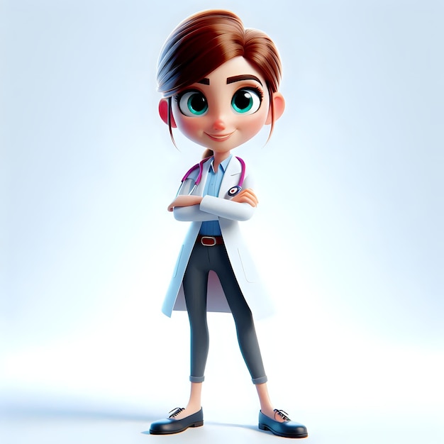 3d cartoon character of a doctor with a confident pose