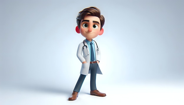 3d cartoon character of a doctor with a confident pose