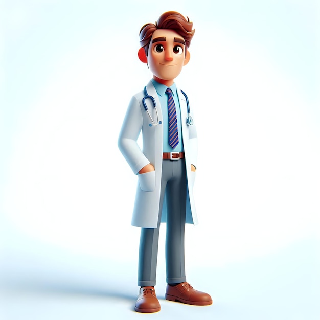 3d cartoon character of a doctor with a confident pose